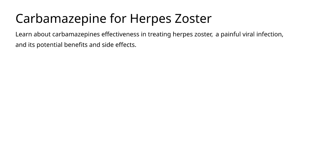 Carbamazepine for Herpes Zoster – meds.is