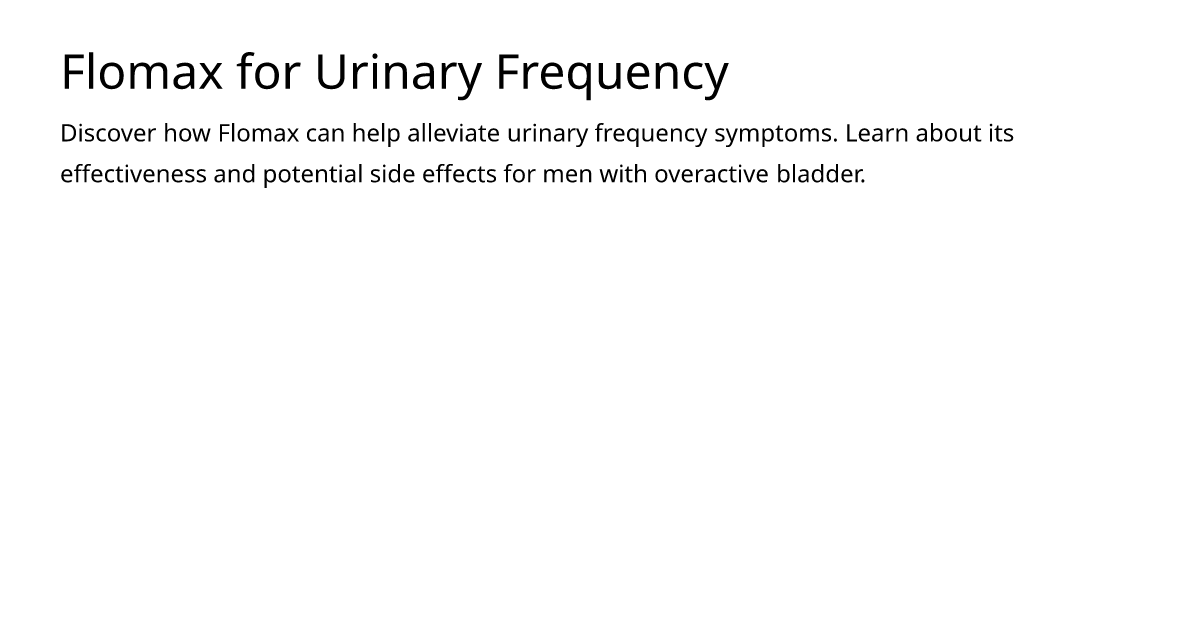 Flomax for Urinary Frequency – meds.is