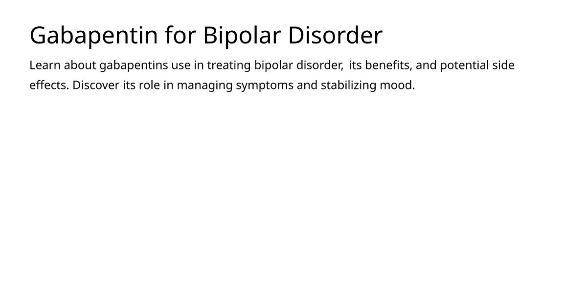 can gabapentin help bipolar