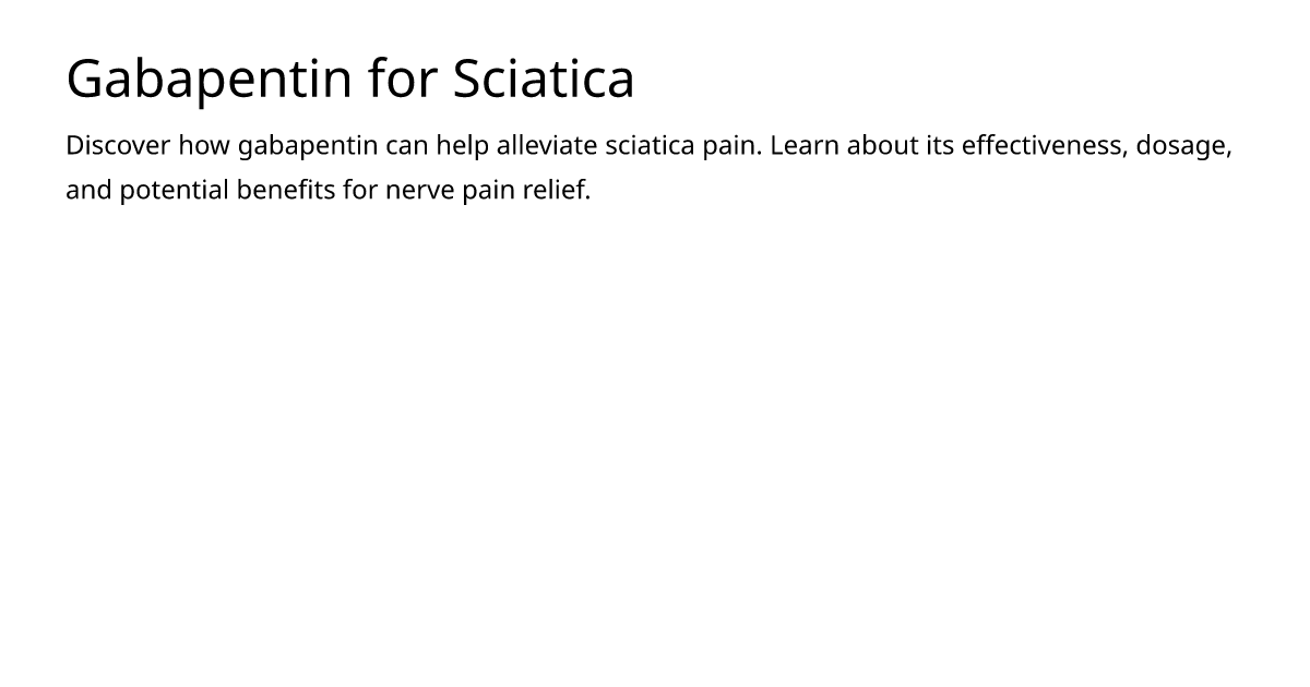 sciatica gabapentin