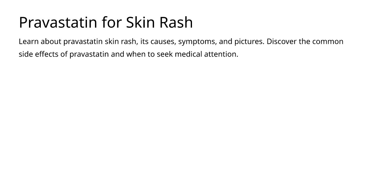 Pravastatin For Skin Rash – Meds.is