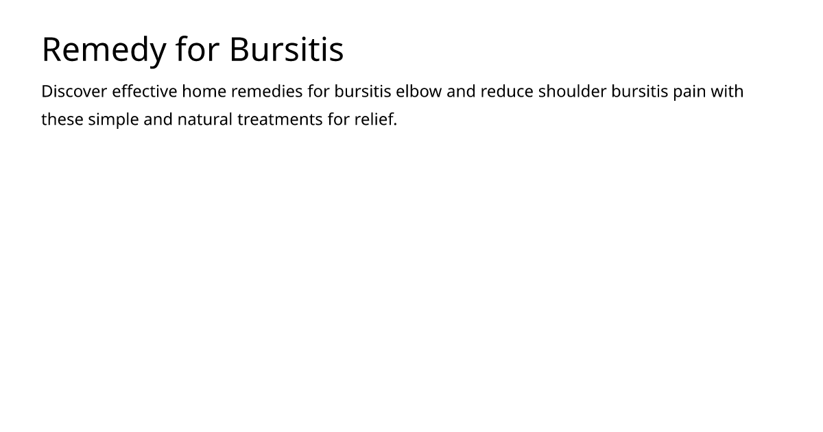 Remedy for Bursitis – meds.is